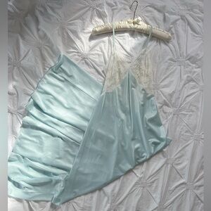 The dreamiest vintage 70s Miss Elaine nightgown in icy blue
